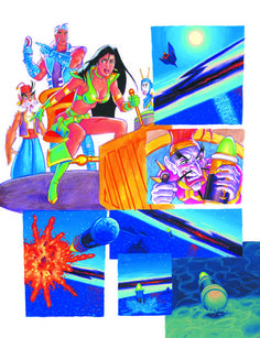 a collage of images with people and objects in them, including an image of a woman on a surfboard