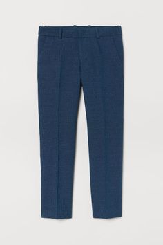 Workwear Bottoms With Patch Pockets And Flat Front, Blue Fitted Pants With Patch Pockets, Fitted Ankle-length Pants With Patch Pockets, H&m High-waisted Pants With Pockets, H&m Business Casual Trousers, H&m Trousers With Pockets, H&m Trousers For Workwear, H&m Trousers For Business Casual, H&m Trousers With Elastic Waistband