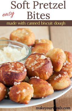 soft pretzel bites made with canned biscuit dough