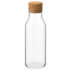 a glass bottle with a cork lid