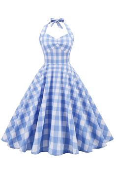 Take off into the retro world with this vintage 50s style plaid dress!

 It features a halter neckline , halter neckline and midi length for perfect pin-up looks . Its sleek cut and pastel palette pair perfectly with high heels to create a unique summery retro party look. Its flattering flared silhouette adds a glamorous touch to this timeless staple and will make you the most noticed guest!

 ✂ DRESS DETAILS



 Pin-Up Dress

 Hand washable

 Sleeveless




 Material: Cotton




 Collar type: Heart Neck



 Free Shipping




 ✂ SIZE GUIDE

 For this Retro Backless Plaid Dress, our seamstress advises you to take your usual size.

 If necessary, refer to this table corresponding to the dimensions (in cm) of this dress: 









 Size


 Bust


 Waist size


 Length 






 S 

 86 

 68 1950s Audrey Hepburn, Vestidos Pin Up, Pink Gingham Dress, Vintage Wedding Party, Vestidos Retro, Robes Vintage, Vintage Dresses 50s, Look Retro, Pin Up Dresses