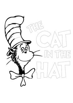 the cat in the hat is flying through the air with his head above the words