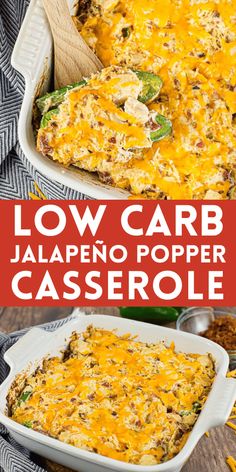 If you love the taste of jalapeno poppersthen you're going to love this Low Carb Jalapeno Popper Casserole recipeChickenbaconcream cheesecheddar cheesejalapenos and more make up this delicious low carb meal. Keto Savory, Keto Chicken Casserole, Keto Appetizers