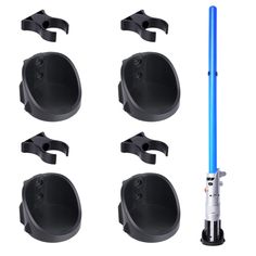 PRICES MAY VARY. Perfect Solution for Lightsaber Display: This lightsaber wall mounts come with 4 black bases and 4 black top clips which will hold your saber securely and beautifully. Easy to Use: 1. Screw the base and clip into the wall. 2. Put the hilt into the base, and slip the blade into the clip. Hardware included. Sturdy: Thick Plastic Base supports the weight of lightsaber. Sturdy plastic clip controls the blade not to fall. The kit is sturdy enough and can last for years. Great Looking Lightsaber Wall Mount, Lightsaber Display, Wall Mounts, Stand Light, Plastic Clips, Lightsaber, Household Supplies, Storage Bins, Display Stand