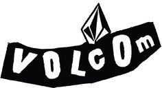 the word volcom is written in black and white with an ornament on it