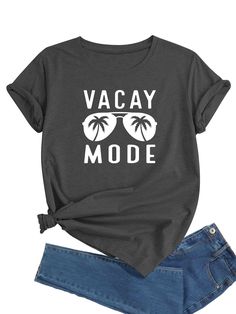 PRICES MAY VARY. 🌴MATERIAL - Vacay Mode Shirt for Women Is Made Of Polyester Rayon Spandex, Which Is Breathable, Elastic, Lightweight, Comfortable, Soft And Skin-Friendly, Provide You A Pleasing Wearing Experience All Day. 🌴FEATURES - Beach Shirts For Women, Beach Vacation Shirts for Women, Vacay Mode Sunglasses Coconut Tree Graphic, Vacation Tshirt Women, Women Summer Graphic Tees, Casual Crew Neck Tees, Short Sleeves, Solid Colors And Prints. 🌴MATCHING - Women's t Shirt Graphic Vacay Mode I Beach Vacation Shirts, Summer Graphic Tees, Vacation Tshirt, Vacation Tshirts, Tie A Knot, Vacay Mode, High Heels Boots, Summer Graphic Tee, Summer Gathering