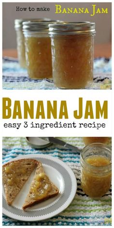 banana jam in jars and on a plate