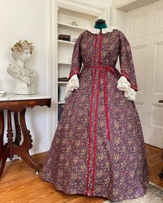 1860s Wrapper W/ Undersleeves / Size 8-12 - Etsy 1860s Wrapper, 1830s Dress, 1860s Dresses, Reproduction Fabric, 19th Century Clothing, Forest Hill, Century Clothing, Living History, Women's Costumes