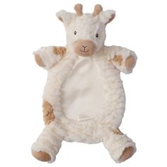 a stuffed animal that looks like a giraffe with its arms spread out and eyes closed