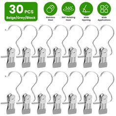 10 pack stainless steel hooks for clothes and bags