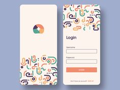 the login card is designed to look like it has colorful lines and circles on it