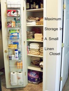 an open pantry with lots of items in it