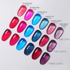 Add a vibrant tint of color to your nails, this is fun and unique! VARNAIL Glass Tint Gel Polish features ultra-pigmented jelly tint colors with smooth, self-leveling feature that provides one-stroke coverage and translucent glass finish. They are perfect for adding color overlay to existing designs such as color chrome, cat eye nail and more. Discover more fun nail art posssibilities with the brilliantly bold colors. When used properly with our Base Coat and finished with our Top Coat, our gel Jelly Gel Nails, Color Overlay, Jelly Tint, Cat Eye Nail, Uv Gel Nail Polish, Translucent Glass, Glass Nails, Cat Eye Nails, Colour Tint