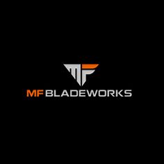 the logo for mf blade works, which is designed to look like an airplane