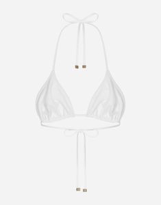 Adjustable ties on the neck and back Branded DG aglets in nickel-free gold-plated metal Matching PVC pouch Made in Italy Elegant Triangle Top Swimwear For Festivals, White Jersey, Womens Swimwear, Dolce And Gabbana, In Italy, Pouch, Womens Tops, Italy