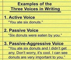 the rules for writing an active voice in three different languages, including two words and one line