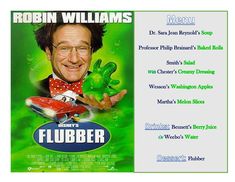 the movie poster for robin williams's flubberr is shown in this image