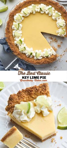 the best classic key lime pie is ready to be eaten and served for desserts