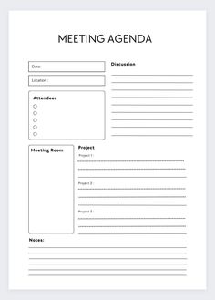 a meeting agenda is shown in the form of a blank sheet with lines on it