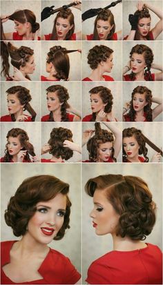 17 Vintage Hairstyles With Tutorials for You to Try | Pretty Designs Retro Hairstyles Tutorial, 50s Hairstyles, Easy Updo Hairstyles, Hair And Beauty, Short Haircut, Retro Hairstyles