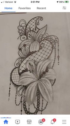 a drawing of a flower on paper