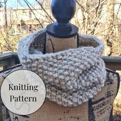 a knitted cowl on top of a mannequin with the words knitting pattern over it