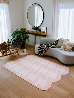 Modern Décor with the LanySpace Irregular Shaped Beige Wavy Rug Wavy Rug, Wavy Pattern, Pastel Hues, Pink And Yellow, Designer Collection, Creative Energy, Pet Friendly, Swirl, Screw