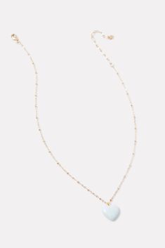 A light blue stone heart adorns this easy-to-love necklace by EVEREVE, featuring a delicate ball chain in gold plating. Heart Necklace Gold, Easy To Love, Stone Heart, Love Necklace, Ball Chain, Blue Stone, Necklace Gold, Gold Plating, Heart Necklace