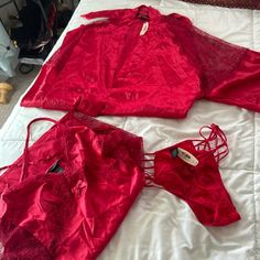 New Victoria’s Secret Robe And Panties And Camisole All Size Small Victoria's Secret Fitted Loungewear Sets, Three Piece, Women's Intimates, Victoria’s Secret, Victoria's Secret, Customer Support, Fast Delivery, Full Service, Red