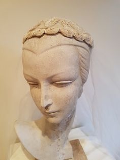 Lovely vintage/antique 1930s wedding/bridal cap for a veil. The tulle attached is just pinned to the cap to create the bridal look.  The original veiling was possibly shredded. Condition is good for its age with a couple of tiny holes and some discolouration. Price reflects this. Small to medium size - up to 57cm A collectors item and would be lovely displayed on my short hat stand listed separately. I am an experienced seller on other sites, but new to Etsy.   Very happy to combine items for a 1920s Veil Bridal Headpieces, 1930s Veil, 1930s Headpiece, 1940s Wedding Veil, Diana Mitford, 30s Wedding, Wedding Cap, Short Hat, White Vintage Cloche Fascinator