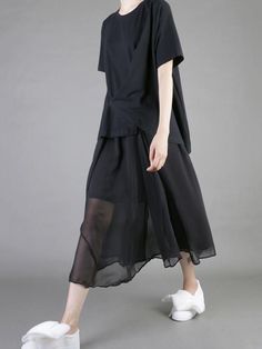 Sku CY-!63598 Material Polyester , Chiffon Style Loose , H-line Feature Pleated , Elasticity , Solid Color Occasion Casual , Original Creation Seasons Summer Type Skirts Bottoms Color BLACK Size S,M,L Please consult the size chart we provide for this item's measurements to help you decide which size to buy.Please note: There may be 1-3cm differ due to manual measurement. Waist Hips Length S 25.98-33.86 38.58 29.92 M 26.77-34.65 40.16 30.31 L 27.56-35.43 41.73 30.71 Pleats Skirt, Chiffon Style, Pleated Chiffon Skirt, Chiffon Fashion, Hip Length, Black Color, Normcore, Chiffon, Solid Color