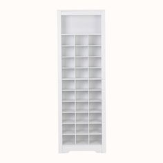 an empty white bookcase on a white background