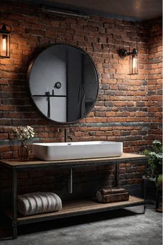 A before and after photo of a bathroom renovation Exposed Brick Bathroom, Bathroom Sink And Vanity, Bathroom Sinks And Vanities, Sink And Vanity, Brick Bathroom, Bathroom Loft, Shed Home, Architectural Ideas, Stunning Bathrooms