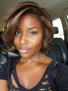 Chic Bob Hairstyles for Black Women: Choppy, Curly, Layered, and More Neck Length Haircut With Bangs, Medium Length Hairstyles Black Women, Black Women Medium Length Hairstyles, Medium Length Bob Black Women, Short African American Hairstyles, Medium Choppy Layers, Funky Bob, Chic Bob Hairstyles, Bob Hairstyles For Black Women