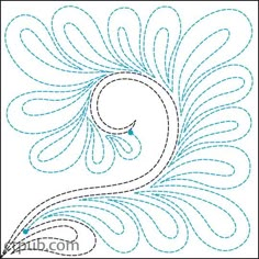 an embroidery pattern with the shape of a peacock's tail, which is outlined in blue