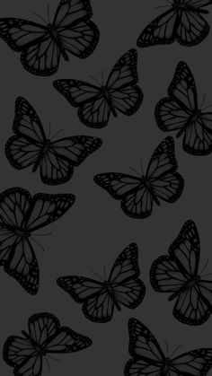 black and white butterflies on a gray background