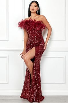 Maroon Feather Dress, Carpet Outfits, Red Carpet Outfits, African Lace Dresses, Sequin Maxi Dress, African Lace, Lace Dresses, Feather Dress, Red Carpet Looks