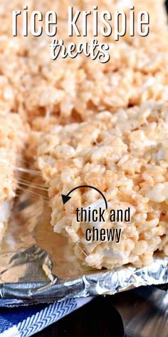 rice krispy treats are on top of aluminum foil