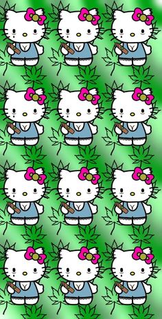 the hello kitty wallpaper has been created to look like it is wearing a bow tie