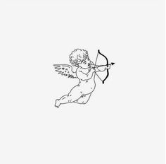 an angel with a bow and arrow in its hand is drawn on a white paper