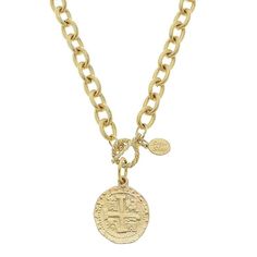 San Benito Gold Coin Pendant Necklace-Susan Shaw-Swag Designer Jewelry Gold Coin Pendant, Susan Shaw, Gold Coin Necklace, Gold Link Chain, Coin Pendant Necklace, Gold Link, Gold Coin, Coin Necklace, Coin Pendant