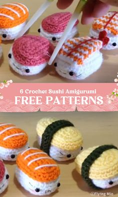 crochet sushi amigururimi free patterns with instructions to make them