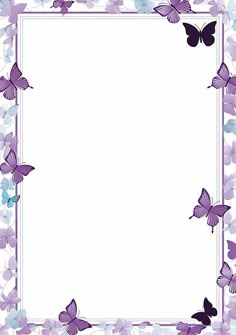 a frame with purple butterflies on it