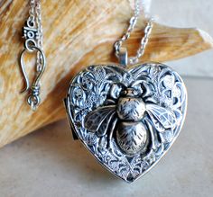 Silver Bumble Bee Music Box Locket Music Box Locket, Heart Shaped Locket, Saint Helens, Perfect Heart, Sideways Initial Necklace, Unique Handcrafted Jewelry, Round Locket, Crystal Statement Necklace, Choker Style Necklace