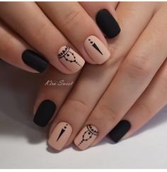 Boho Nails, Best Nail Art Designs, Nails Desing, Cool Nail Art, Gorgeous Nails, Nude Nails, Black Nails, Trendy Nails, Nail Art Design