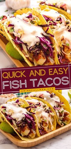 two fish tacos with sauce on them