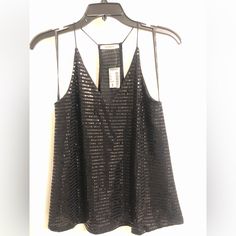 Sequin Tank Top Papaya Brand Color Black Size Small New With Tags Pink Cami Top, Backless Halter Top, Sequin Tank Top, Lace Sleeveless Top, Yellow Tank Top, Round Neck Shirt, Floral Sleeveless Top, Red Bandana, Purple Tank