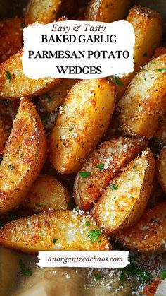 Baked Jojo Potatoes, Garlic Parmesan Potatoes Baked, Potatoes Parmesan Garlic Oven Baked, Easy Food Recipes With Potatoes, Baked Gold Potatoes In The Oven, Potato In Oven Recipes, Potatoe Recipes In The Oven, Food To Make With Potatoes, Garlic Parm Potato Wedges