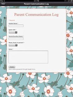 the parent communication log screen is shown