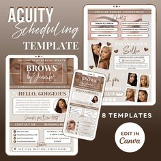 Professional Acuity Scheduling Website Template for Hair, Nails, Lashes, Brows or Microblading Services Online Booking - Canva Editable 8 Banners 💕Please read all of the following information carefully before purchasing💕 This is a digital product, NO physical item will be shipped. Editing completely by buyer, but if you need any help just let me know. *Basic Canva knowledge required* Elevate your salon or beauty business with our Acuity Template designed specifically for hair, nails, brows, la Brow Tech, Brow Artist, Web Banners, Makeup Services, Brow Lamination, Logo Background, Beauty Business